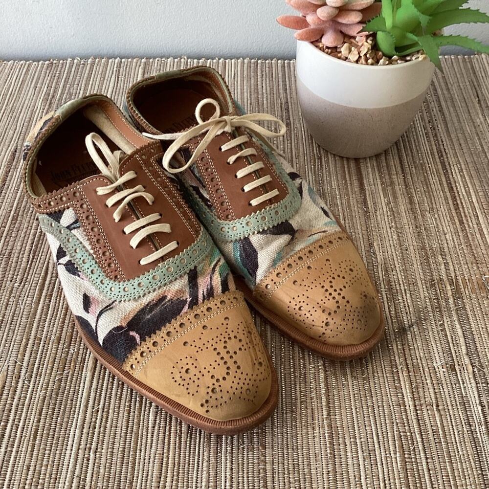 John Fluevog Floral Print Gateway Oxford Lace Up Brogue Shoes 6.5 - Picture 2 of 5